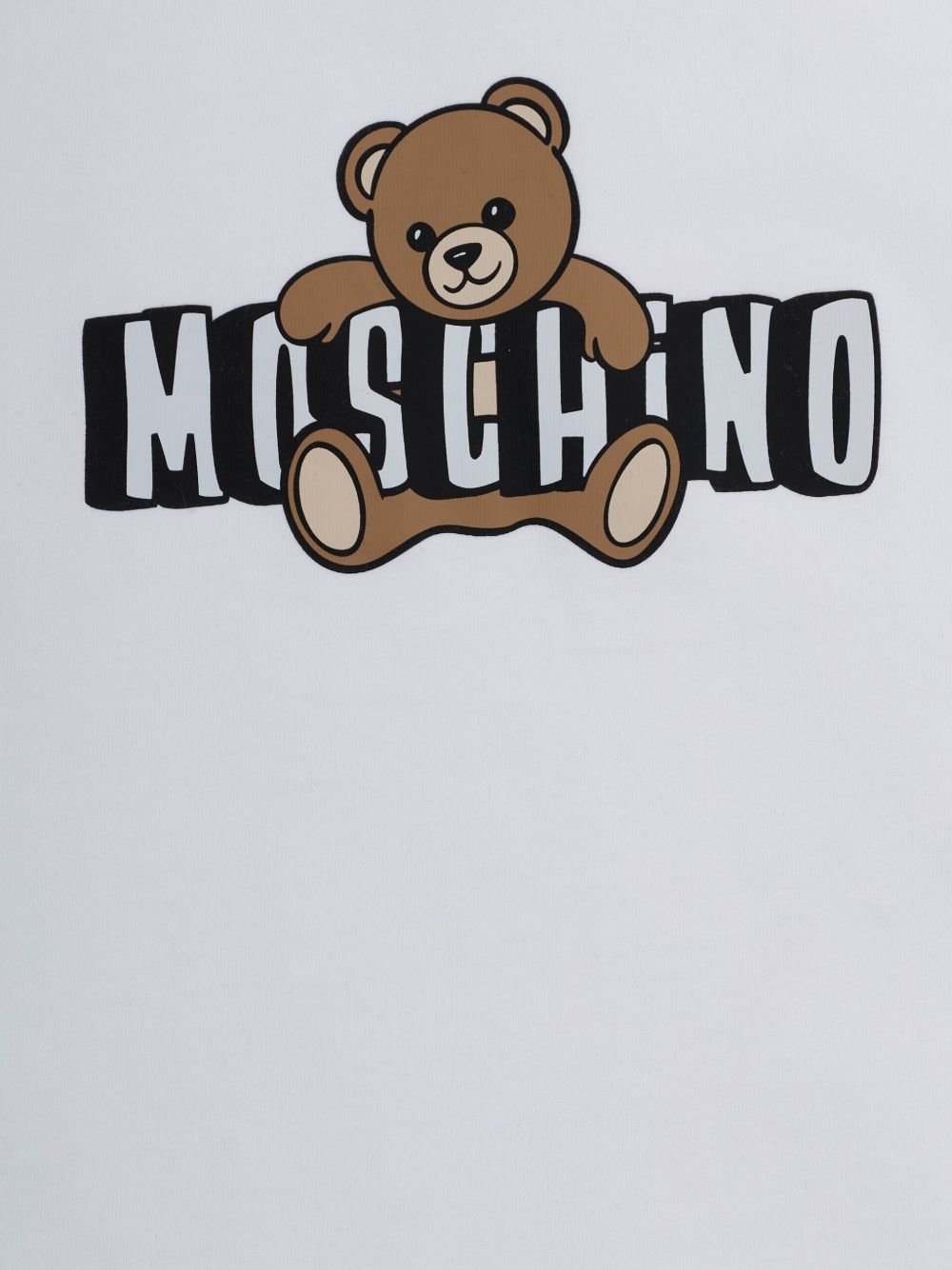 T-shirt in cotone con logo orsetto HZM058LAA03 10101 MOSCHINO KIDS 