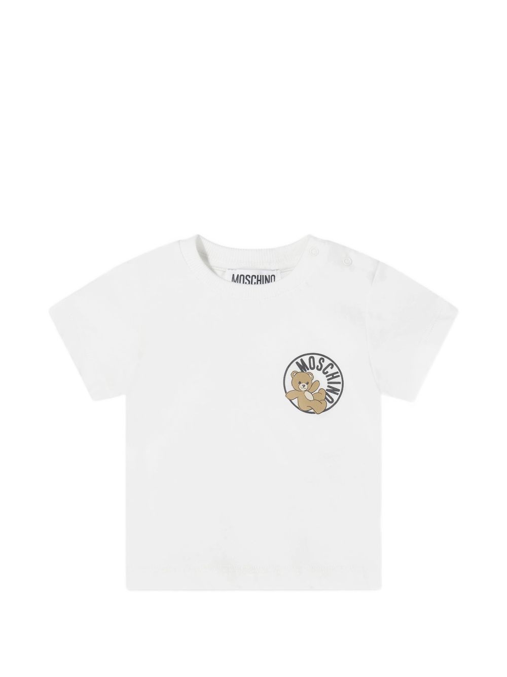 Completo t-shirt e shorts in cotone con patch logo M6G00MLAA03 84313 MOSCHINO KIDS 