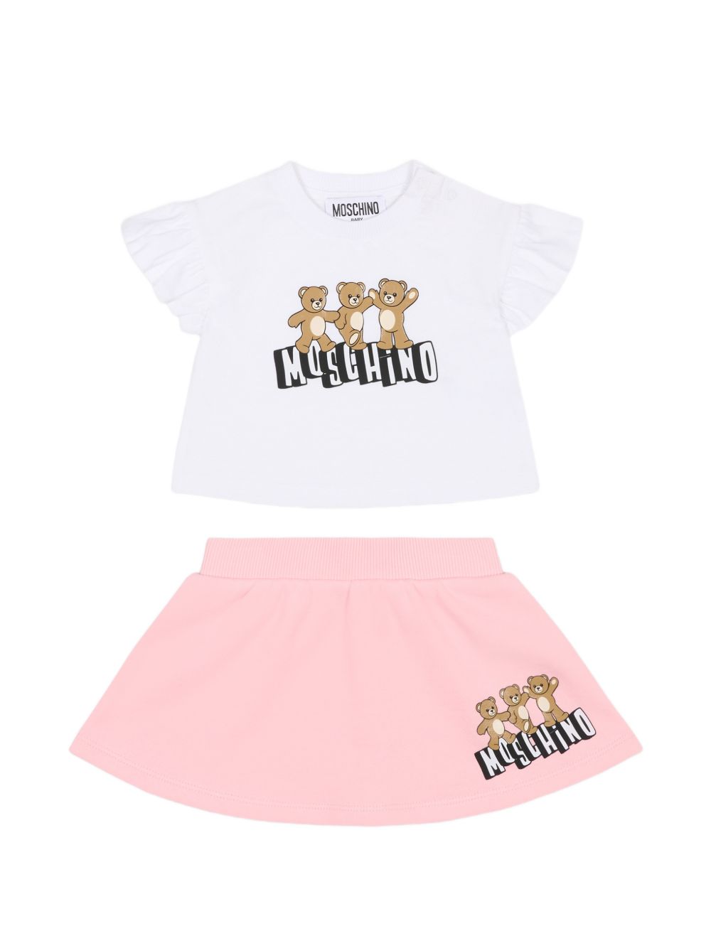 Completo t-shirt e gonna con stampa Teddy Bear MBG01GLCA89 85010 MOSCHINO KIDS 
