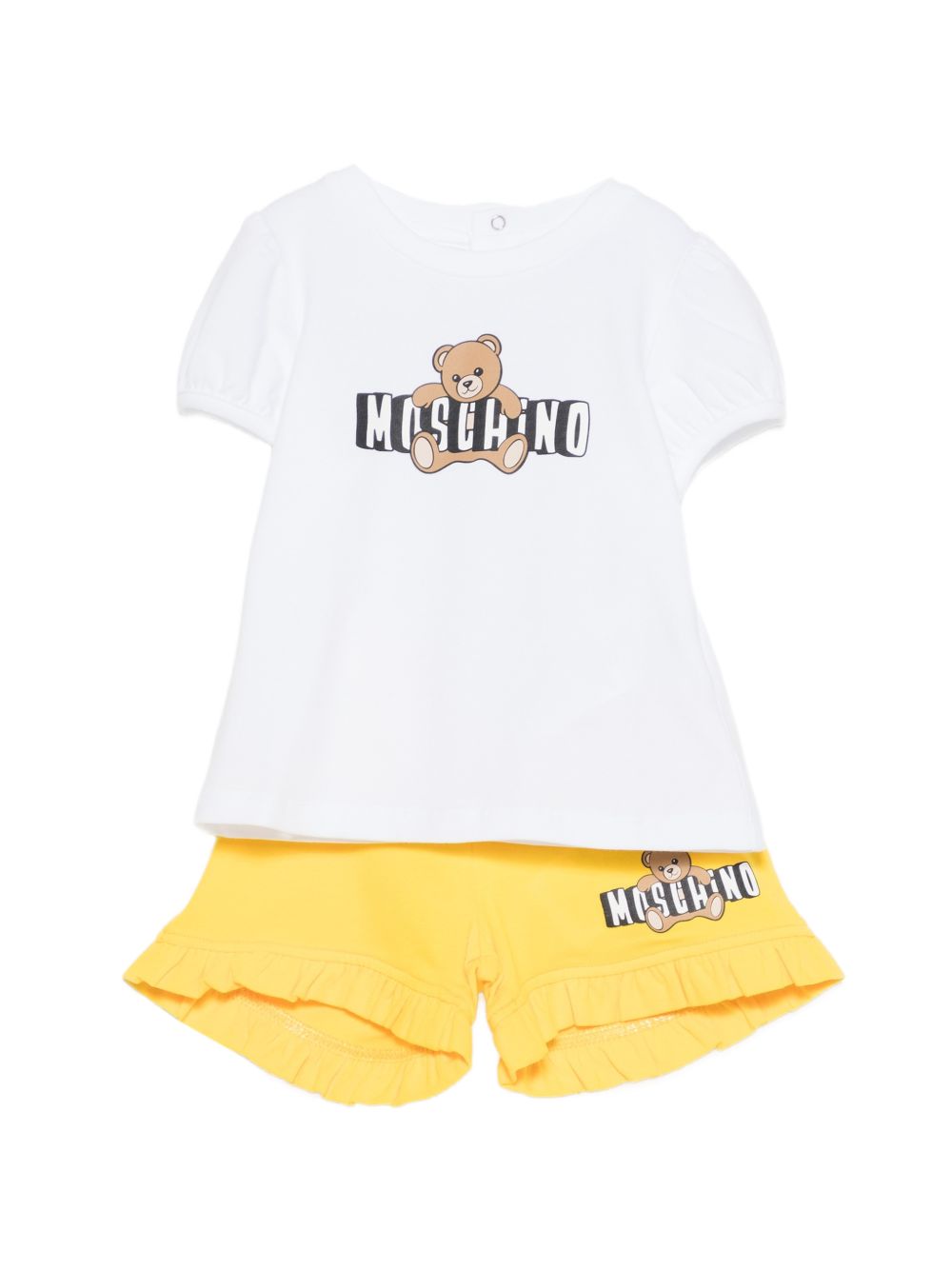 Completo t-shirt e shorts con orsetto MBG01OLBA00 82673 MOSCHINO KIDS 