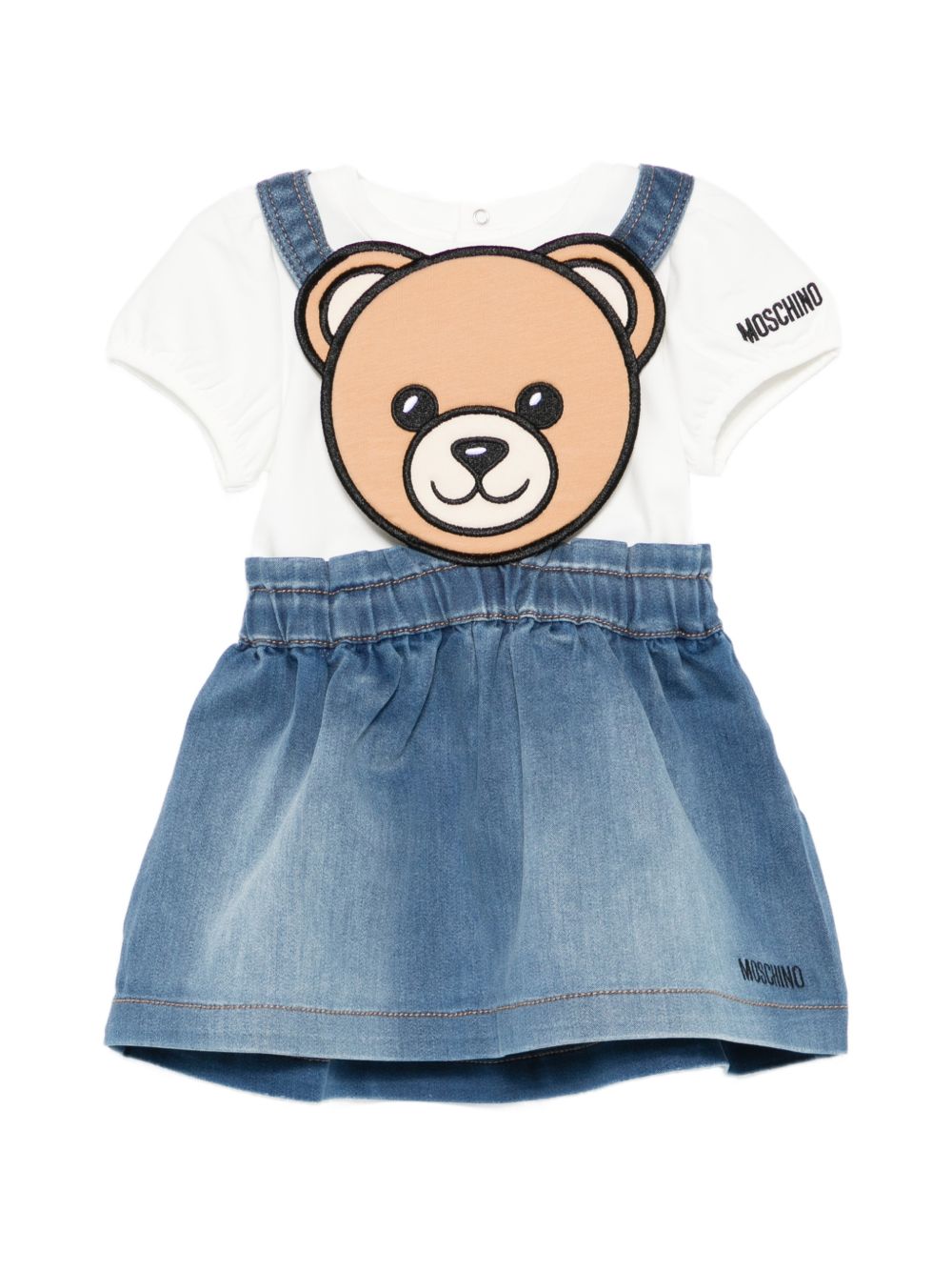 Abito con salopette in denim MDG01VLXE43 40332 MOSCHINO KIDS 