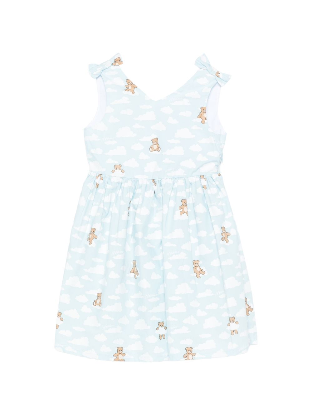 Abito in cotone con spalline a fiocco MDV0DNLLB61 83679 MOSCHINO KIDS 