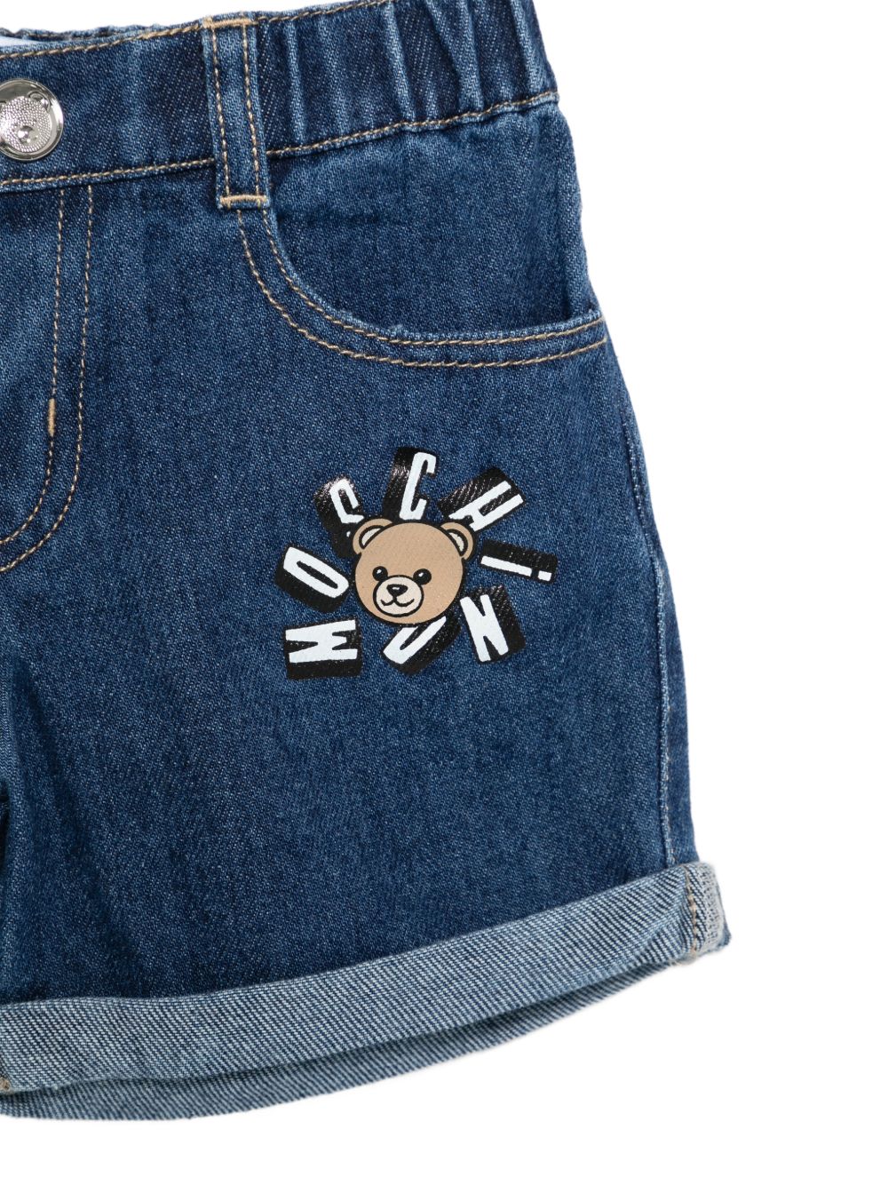 Shorts in denim con risvolto MUQ01TL0E34 41104 MOSCHINO KIDS 