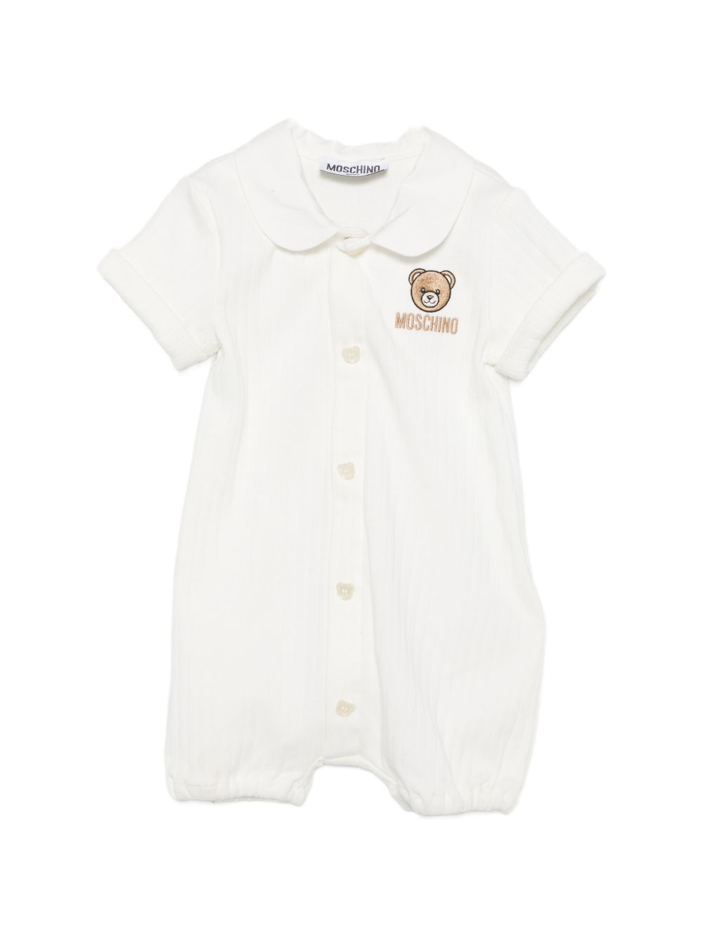 Tutina in cotone con colletto MUY08YLAA55 10063 MOSCHINO KIDS 