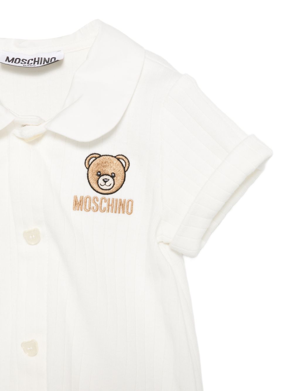 Tutina in cotone con colletto MUY08YLAA55 10063 MOSCHINO KIDS 