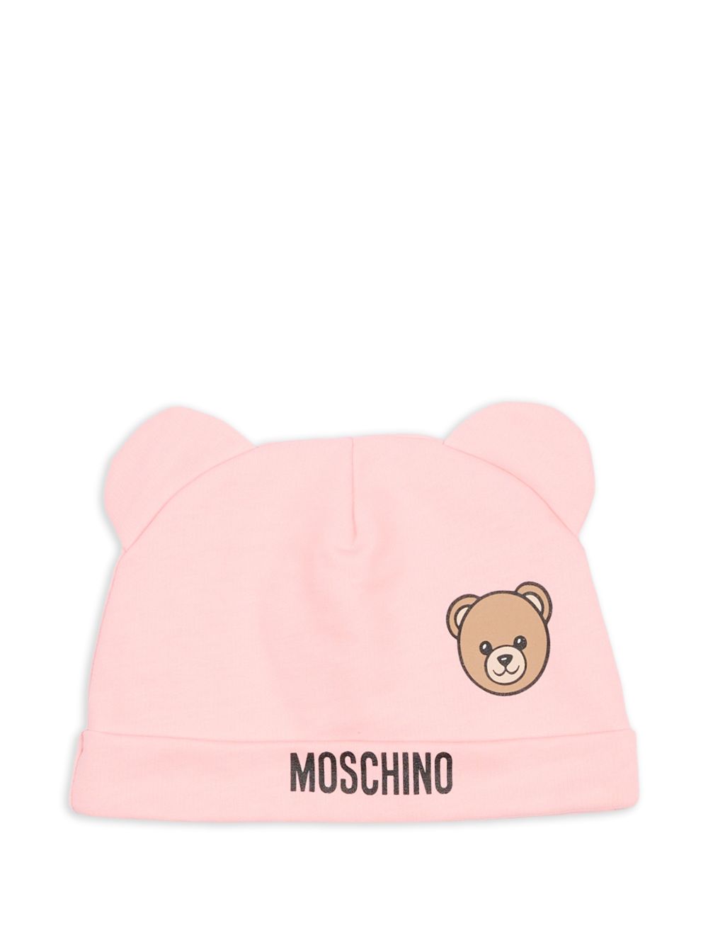 Set cappellino e bavaglino cipria con orsetto MUY099LCA19 50209 MOSCHINO KIDS 