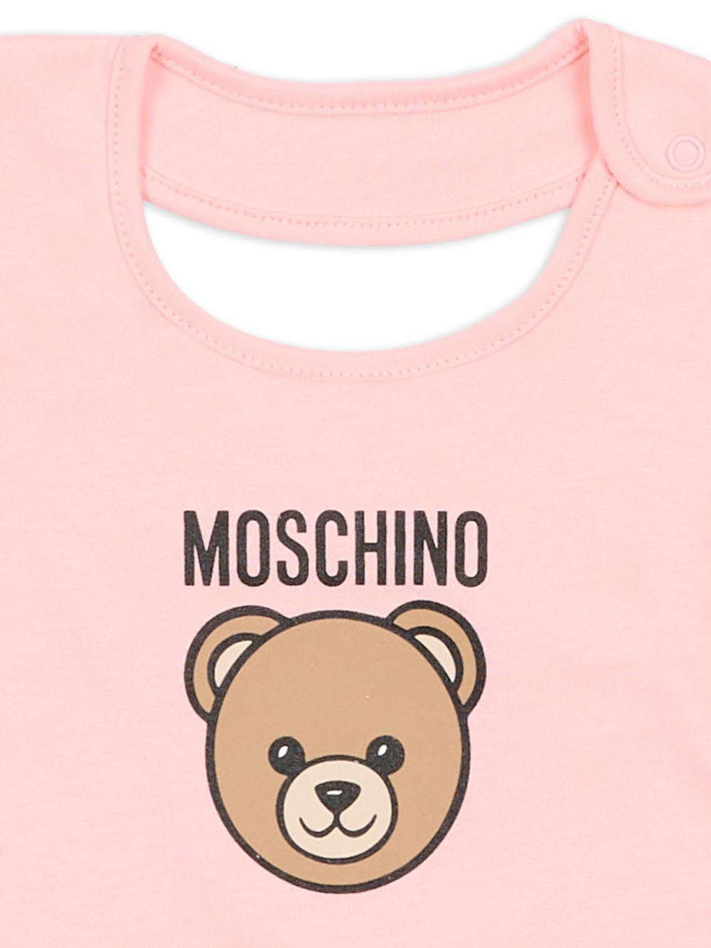 Set cappellino e bavaglino cipria con orsetto MUY099LCA19 50209 MOSCHINO KIDS 