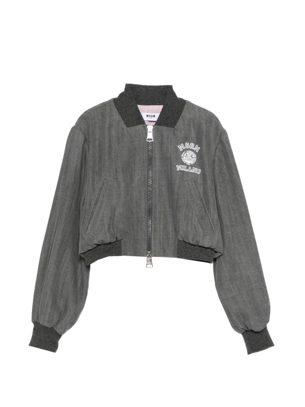 Bomber con zip e logo ricamato S6MSJGBO309 102 MSGM KIDS 