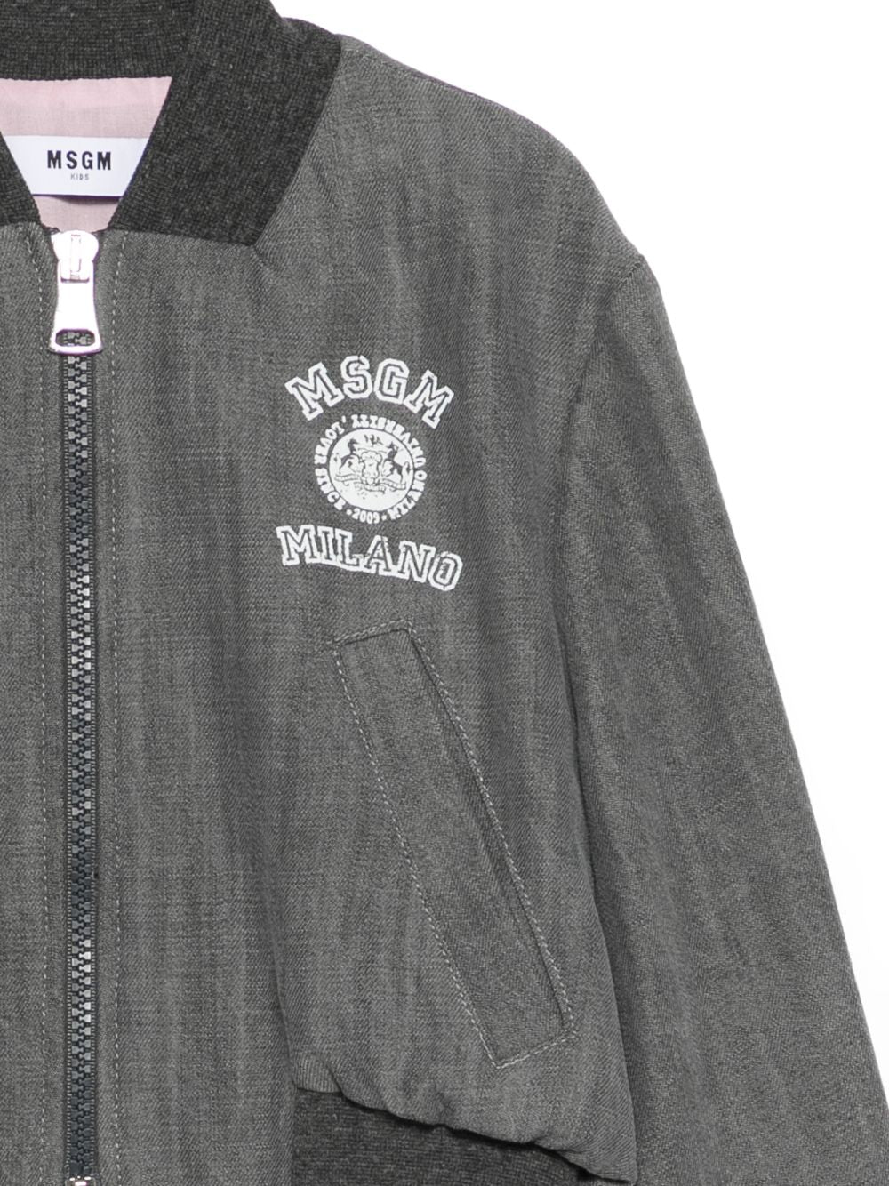 Bomber con zip e logo ricamato S6MSJGBO309 102 MSGM KIDS 