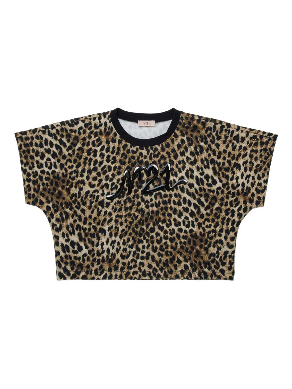 T-shirt stampa animalier con logo N210A9N0486 0N900 N21 KIDS 