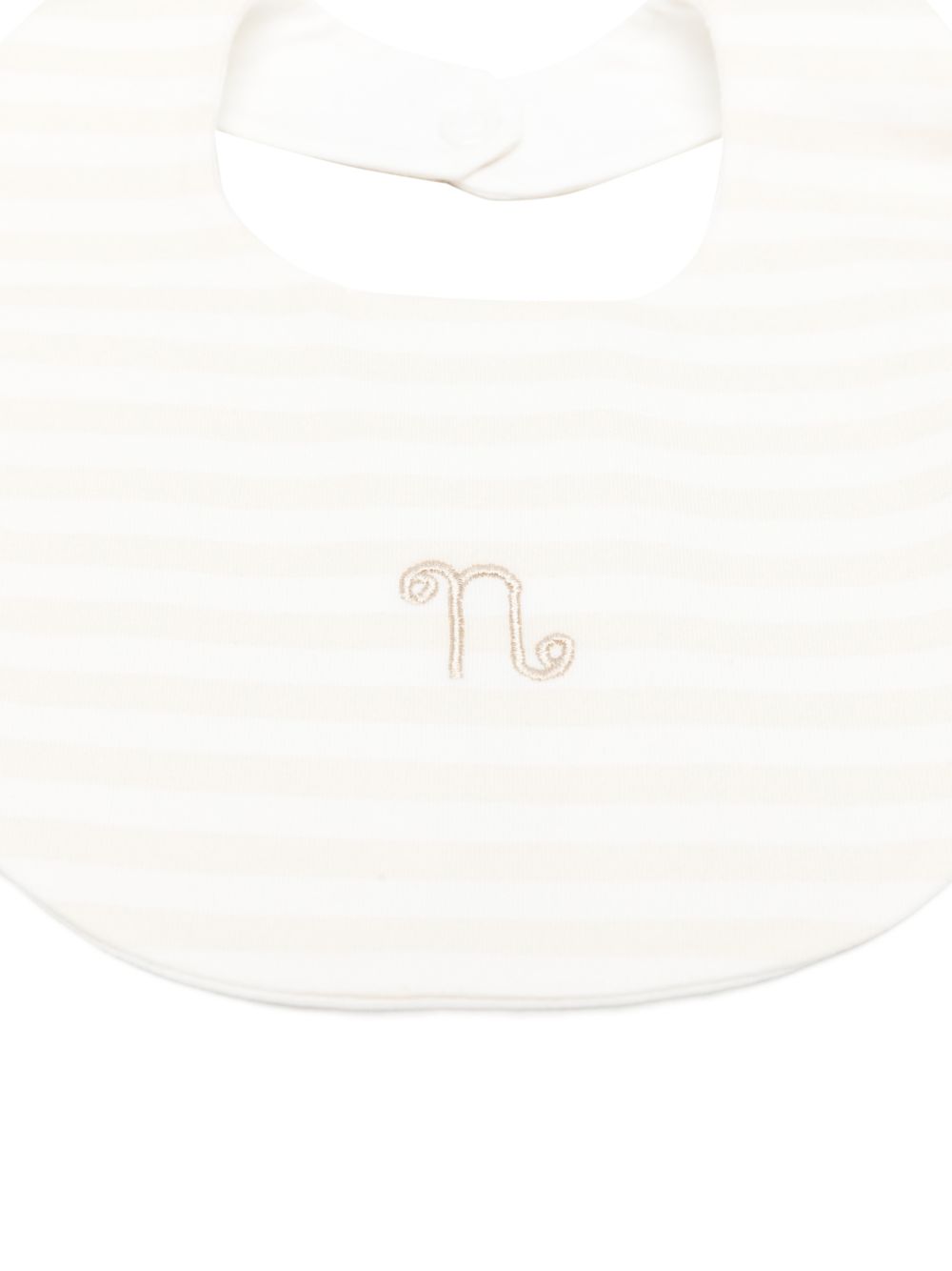 Bavaglino a righe in cotone con chiusura a bottoni E26406 BEIGE NANAN KIDS 