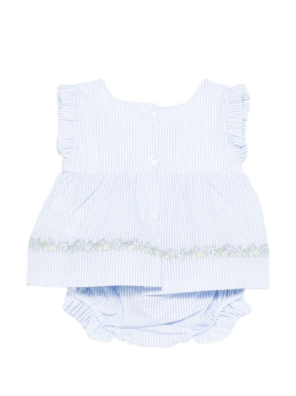 Completo abito e culotte in cotone a righe E26475 AZZURRO NANAN KIDS 