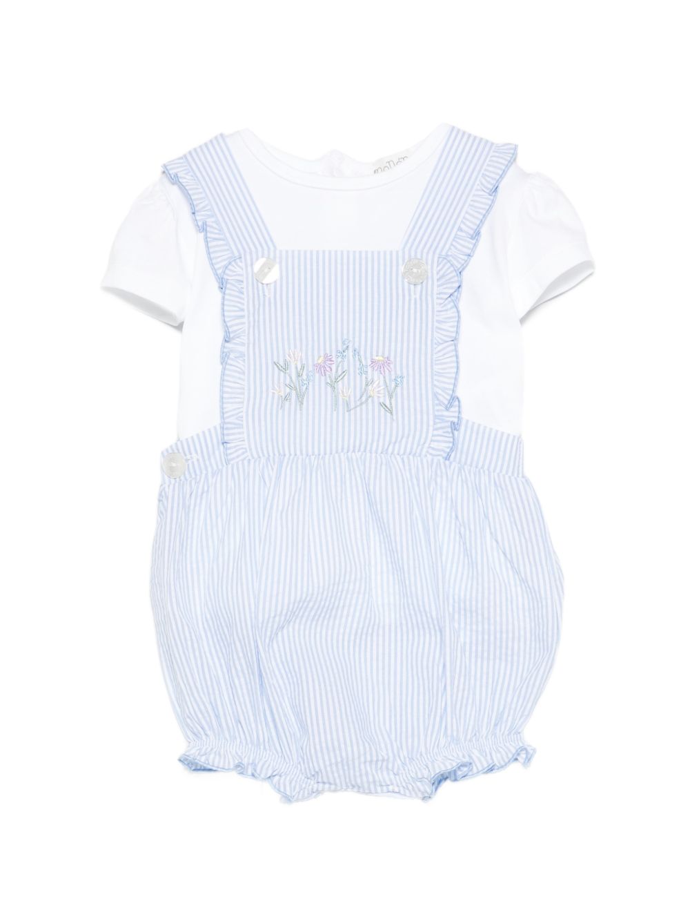 Set t-shirt e salopette a righe in cotone E26479 AZZURRO NANAN KIDS 