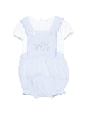 Set t-shirt e salopette a righe in cotone