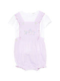 Salopette con ricami floreali in cotone