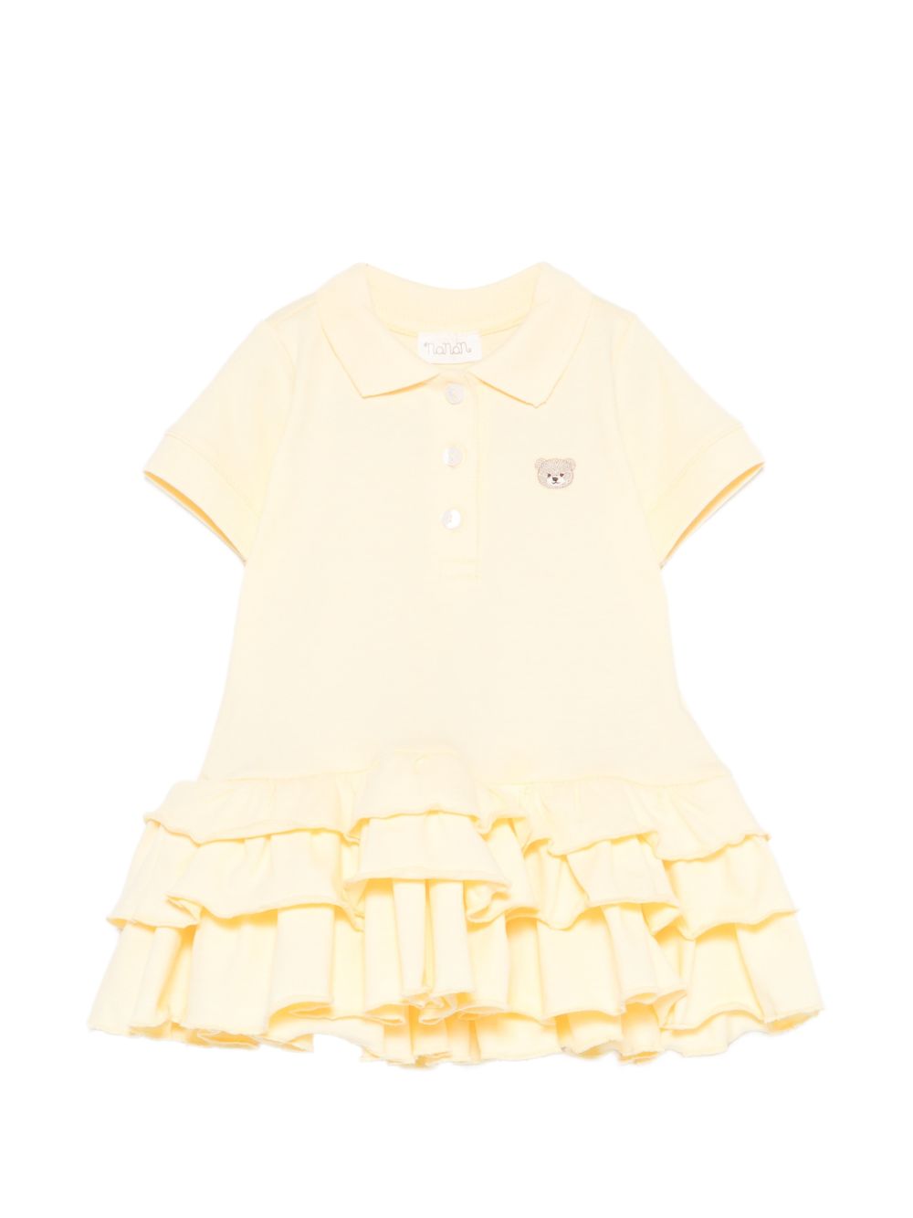 Abito polo in cotone con balze E26510 GIALLO NANAN KIDS 