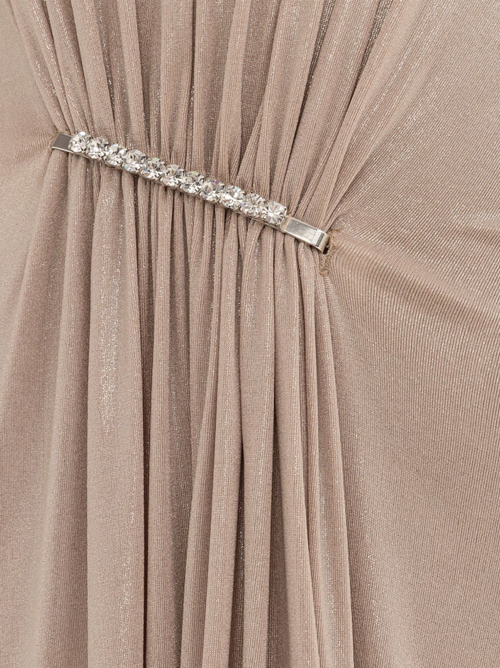 Abito lungo con drappeggio metallizzato RS16407 NUDE NISSA 