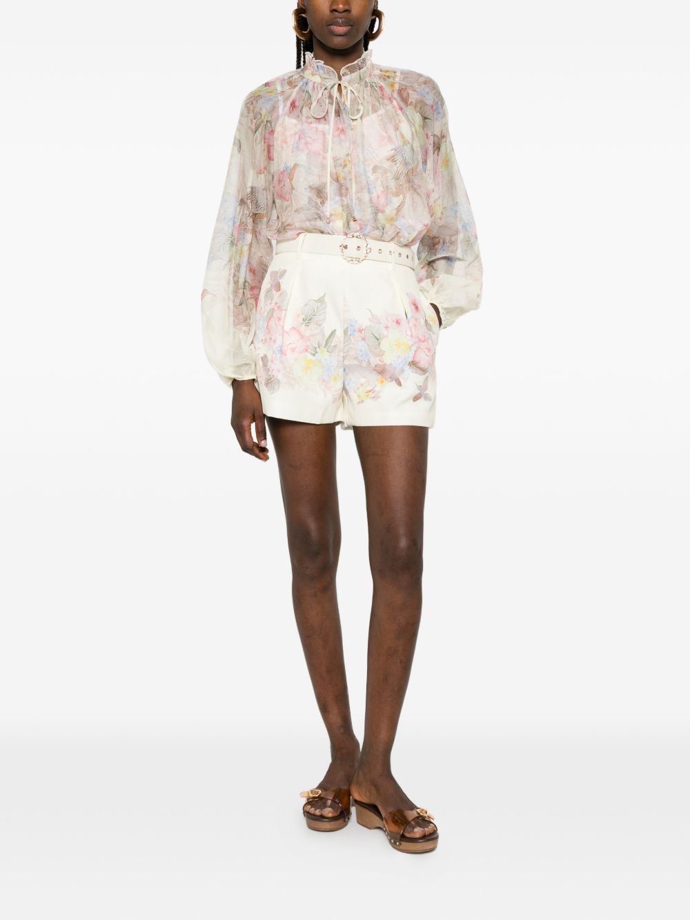 Shorts in cotone con cintura e stampa floreale P26A304 1000 PAPERLACE 