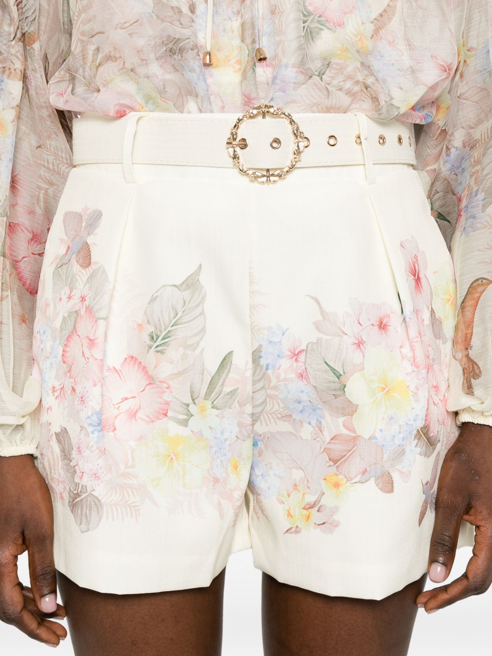 Shorts in cotone con cintura e stampa floreale P26A304 1000 PAPERLACE 