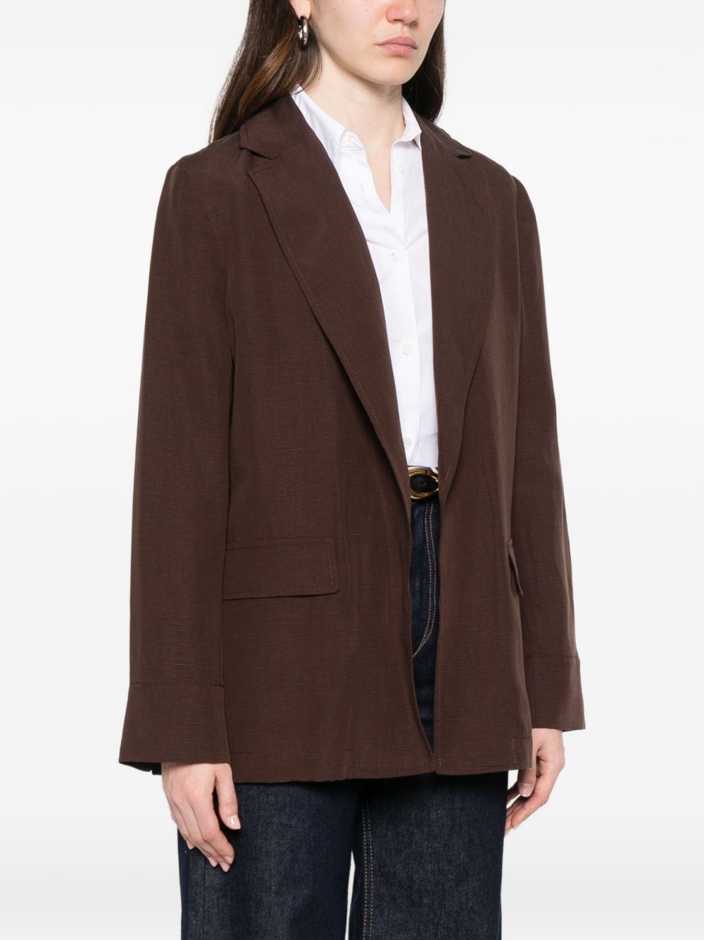 Blazer in lyocell e lino con revers a dente 2611041183200 003 PENNY BLACK 