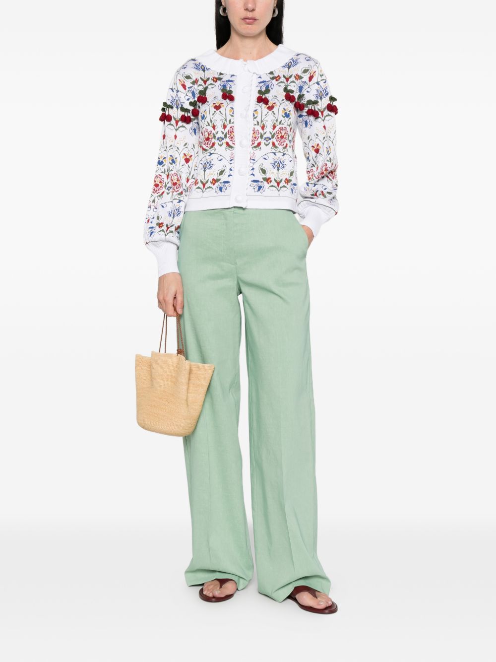Pantaloni palazzo in lino 104929A34I T80 PINKO 