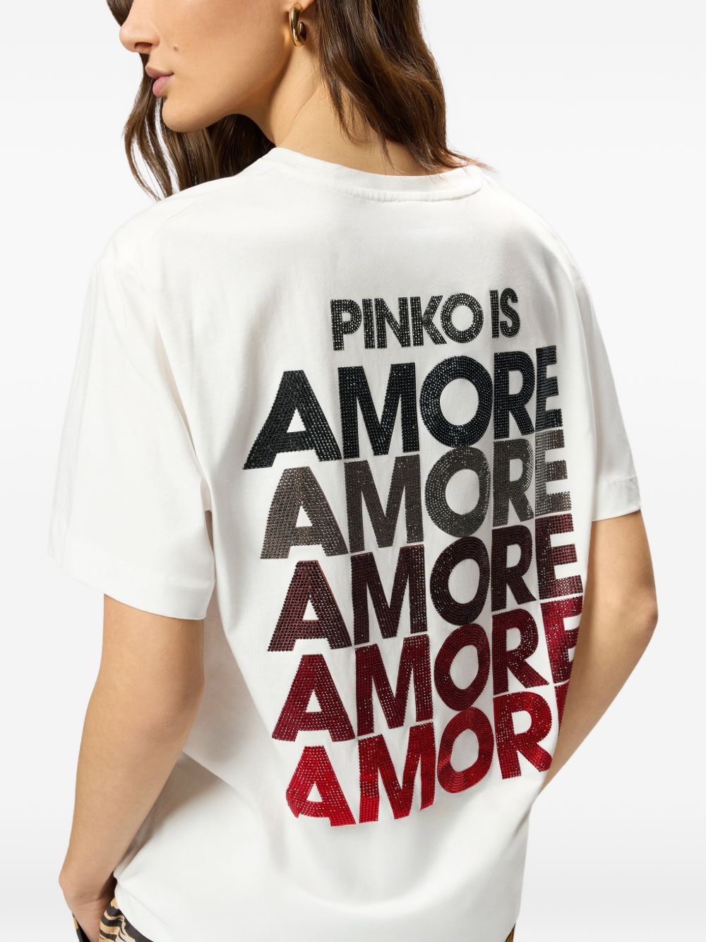 T-shirt in cotone con cuore 105526A33I ZR2 PINKO 
