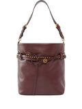 Zaino in pelle bordeaux con borchie