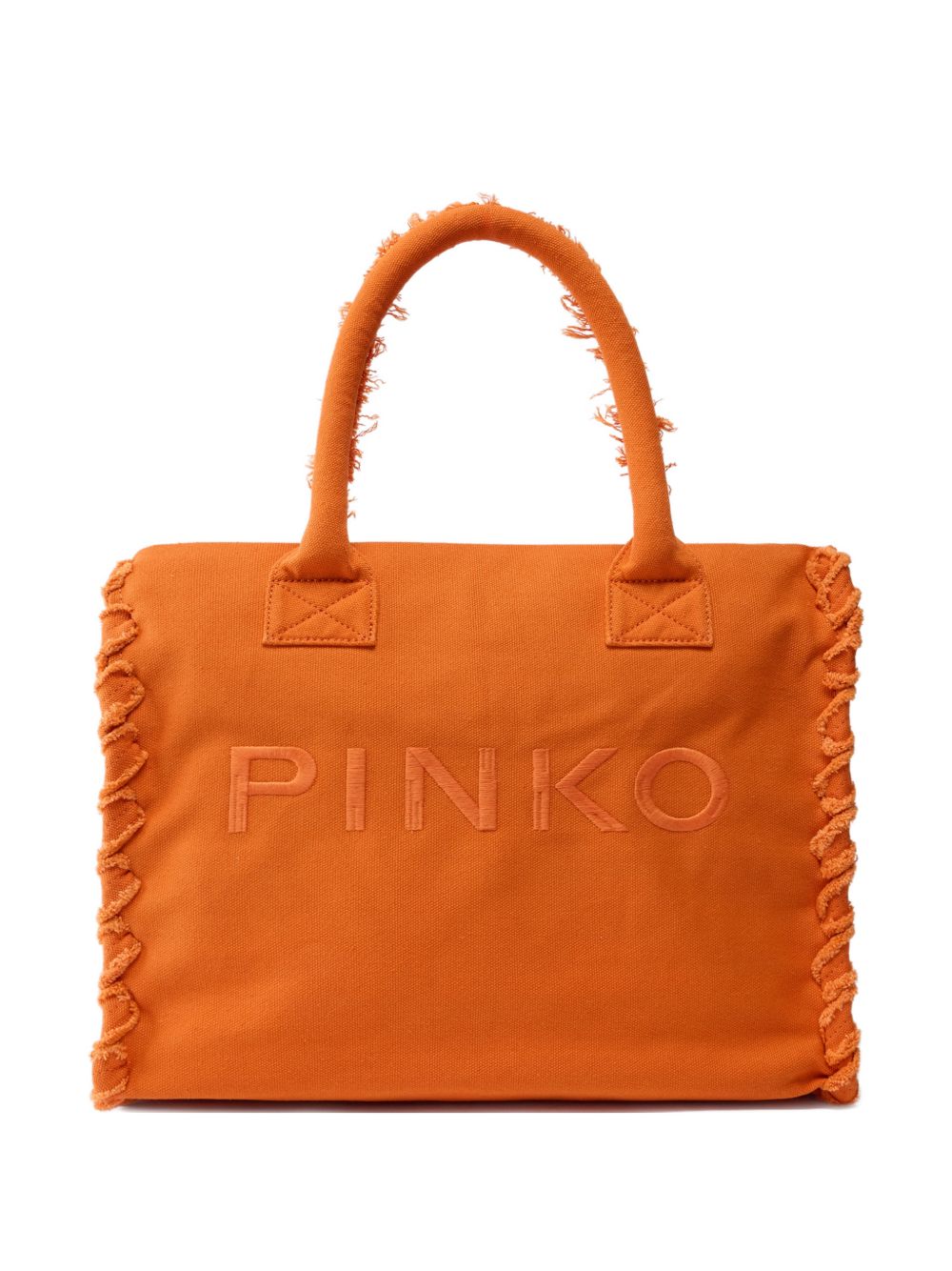 Borsa shopping in cotone con dettagli sfrangiati 106673A3A4 A76 PINKO 