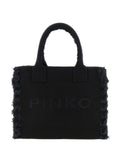 Borsa shopping in cotone con dettagli sfrangiati