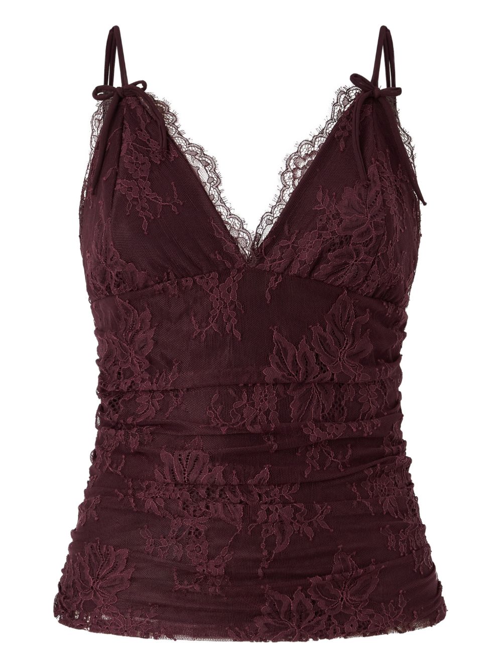 Canotta in pizzo color borgogna con spalline sottili 106726A378 R57 PINKO 
