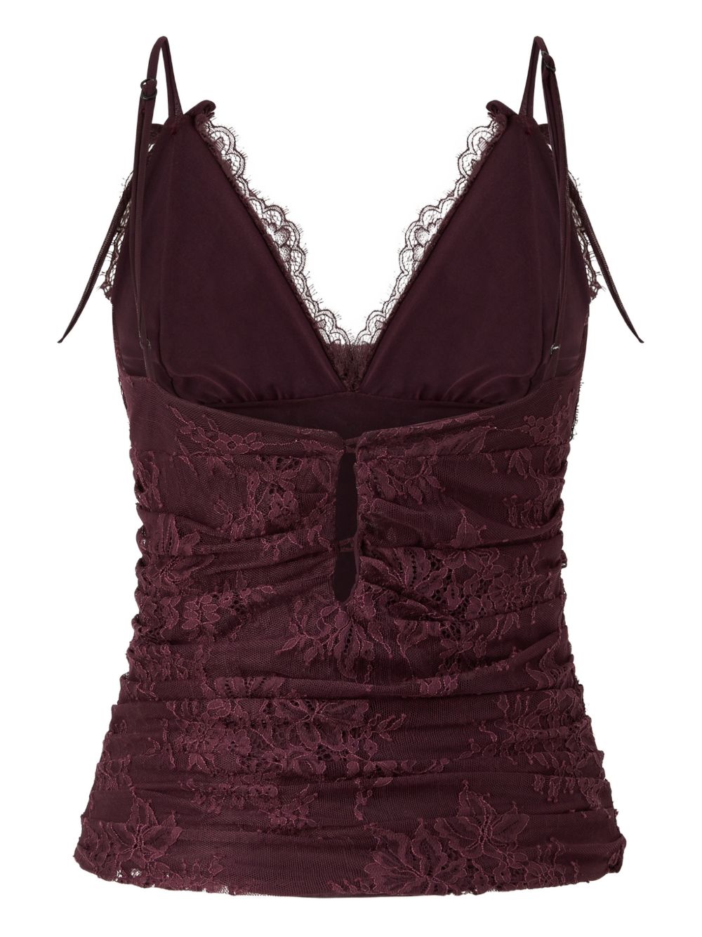Canotta in pizzo color borgogna con spalline sottili 106726A378 R57 PINKO 