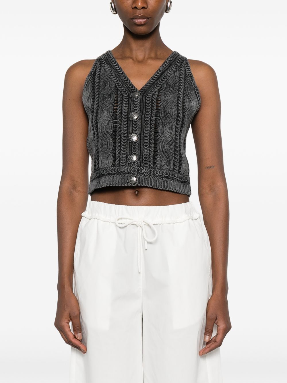 Gilet in cotone a trecce con bottoni 106859A3BA I91 PINKO 