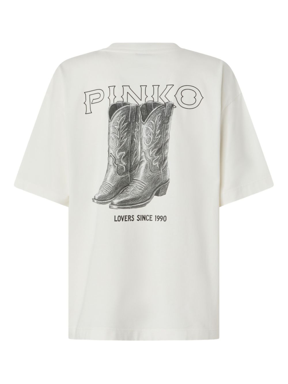 T-shirt in cotone con stampa logo 106872A3B3 Z05 PINKO 
