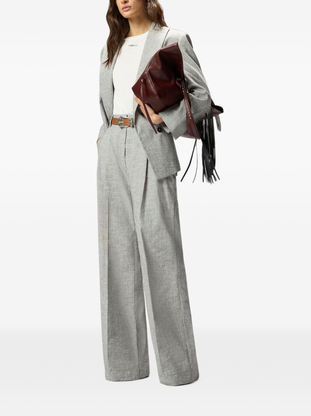 Pantaloni a gamba ampia con pince 106918A3AS ZZ2 PINKO 