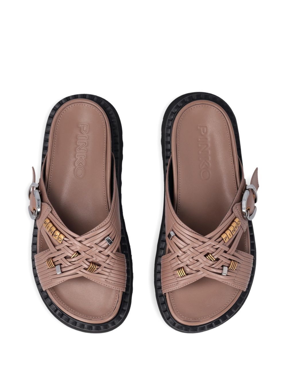 Sandali platform con fibbia e dettagli intrecciati SD0537P003 L15 PINKO 