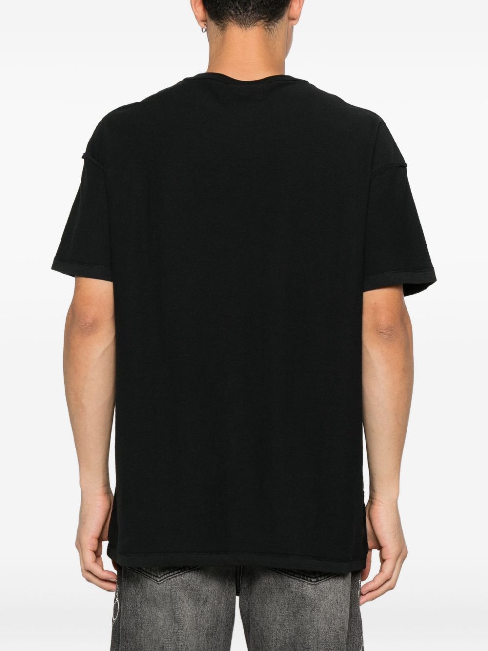 T-shirt in cotone con logo strass P101TBCP126 BLACK PURPLE BRAND 