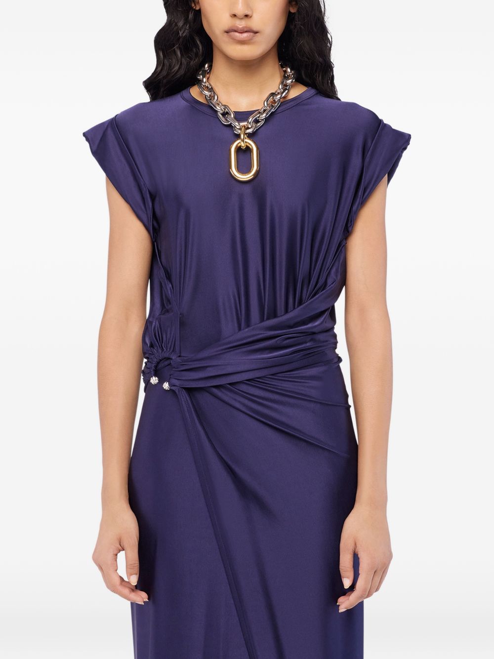 Abito midi in viscosa con drappeggio 26PJRO843VI0267 P481 RABANNE 