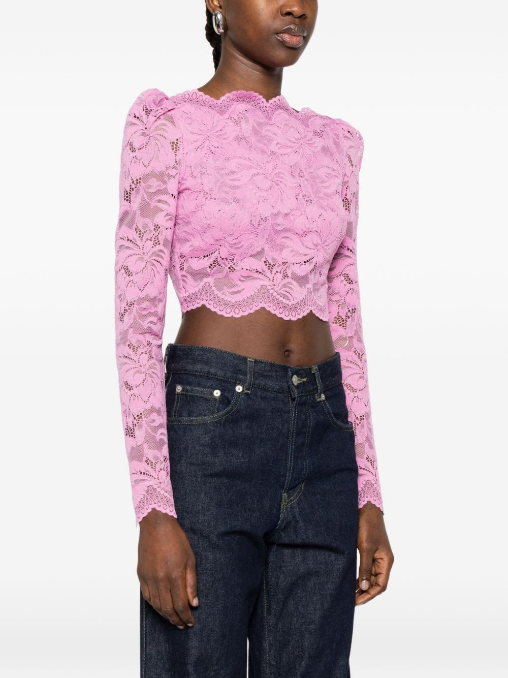 Top in pizzo rosa off-shoulder 26PJTO845PA0170 P689 RABANNE 