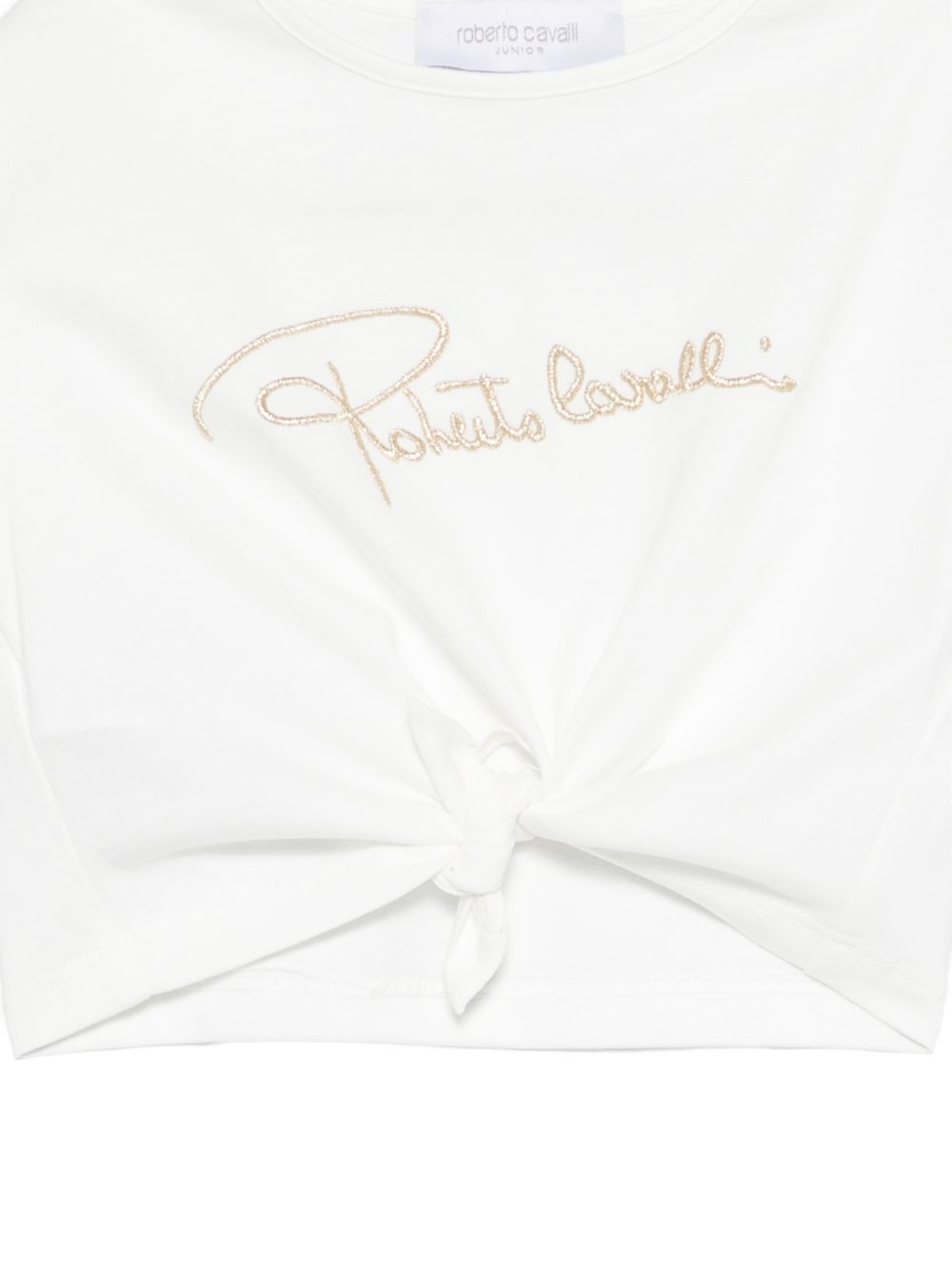 T-shirt con nodo frontale CGP26081TS WHITE ROBERTO CAVALLI  JUNIOR 
