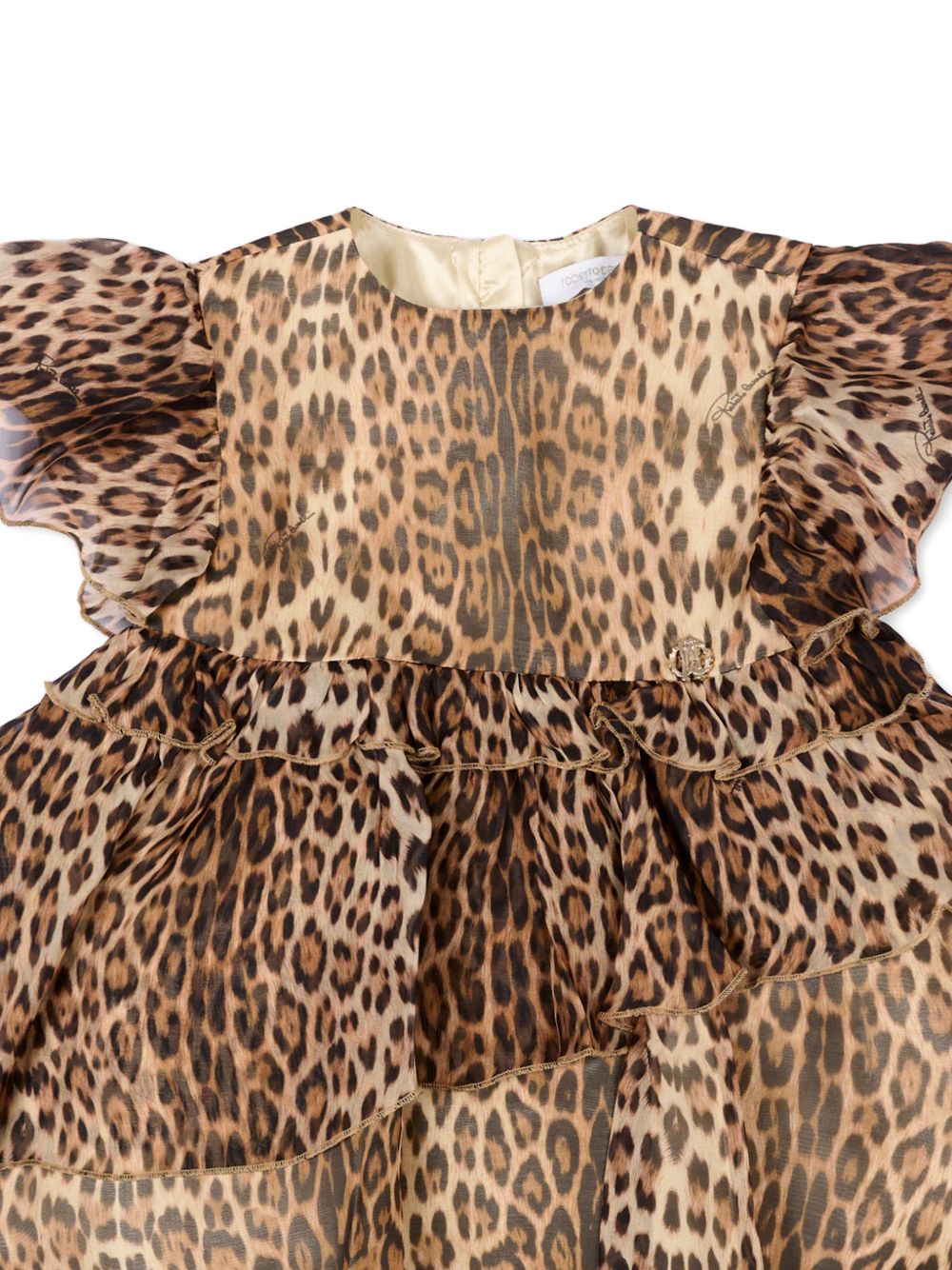 Abito con maniche a volant stampa leopardata CIP26002VE MACULA ROBERTO CAVALLI  JUNIOR 