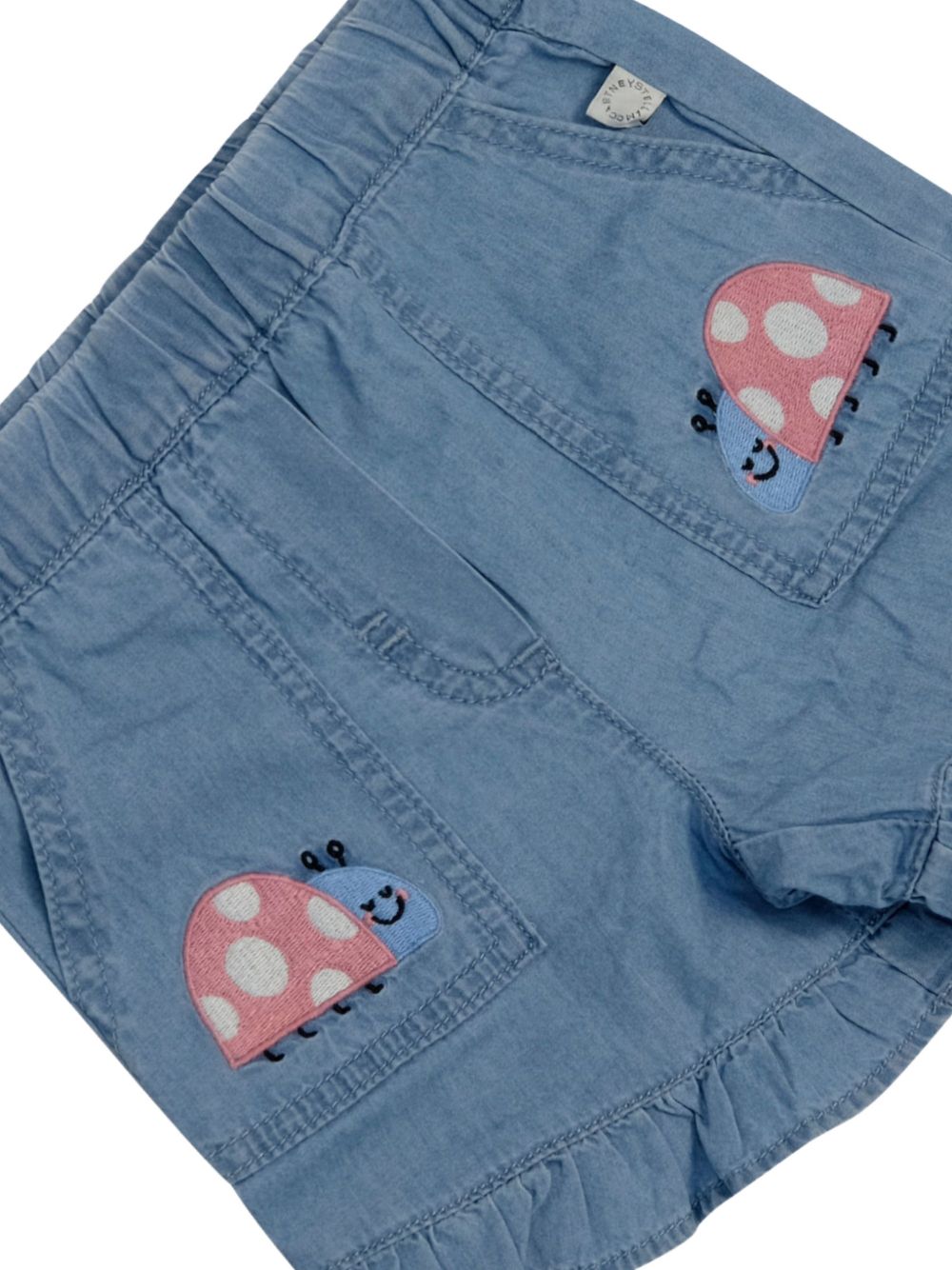 Shorts in chambray con volant TY6019Z0161 600 STELLA MCCARTNEY KIDS 