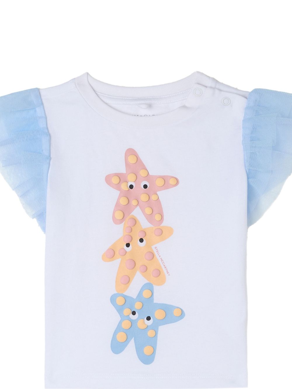 T-shirt con stelle marine a contrasto TY8071Z0434 100 STELLA MCCARTNEY KIDS 