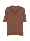 T-shirt in seta a coste con scollo a V