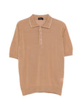 Polo in cotone con ricami traforati