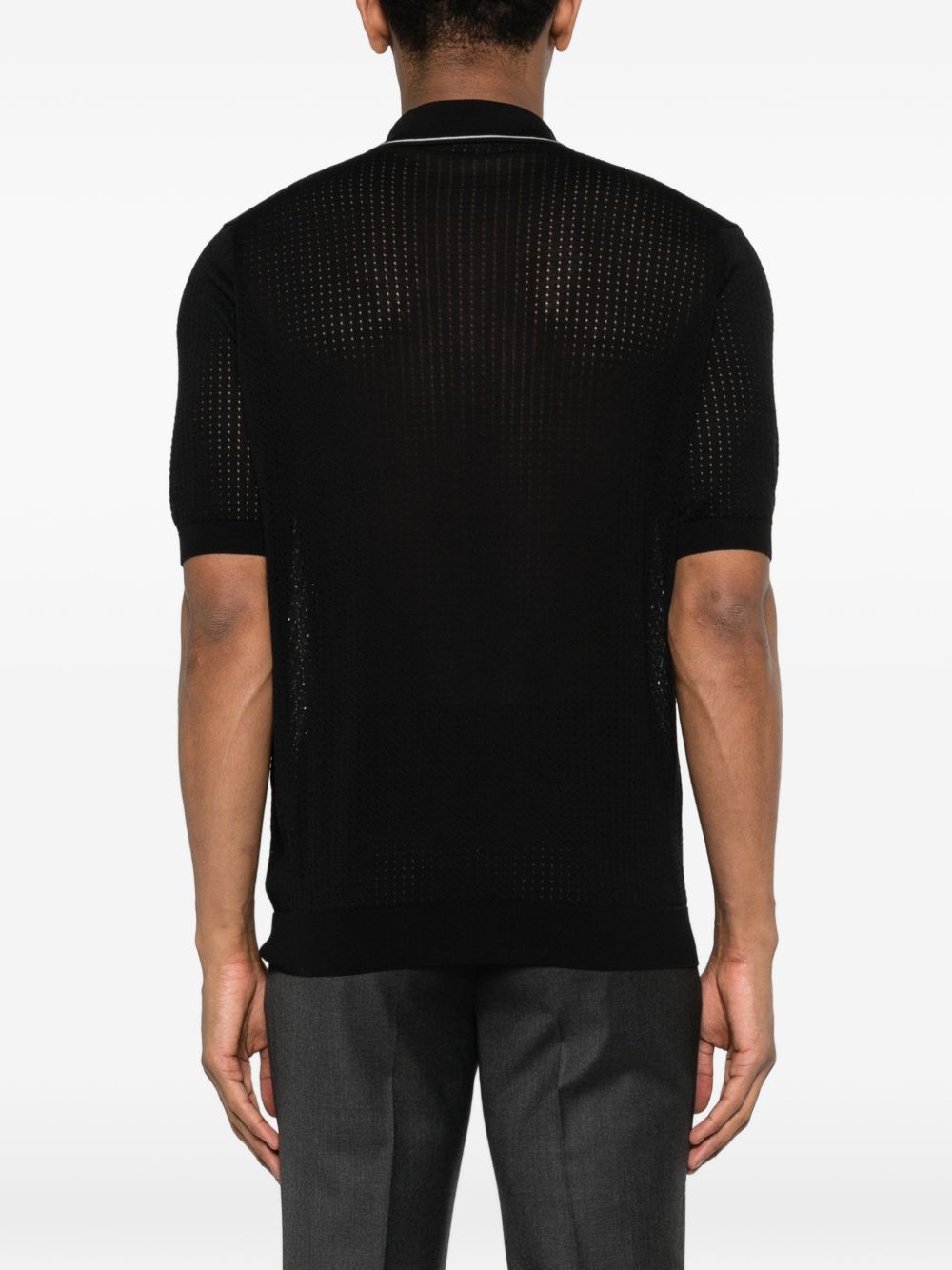 Polo in cotone con ricami traforati HILLPWE2609 NERO TAGLIATORE 