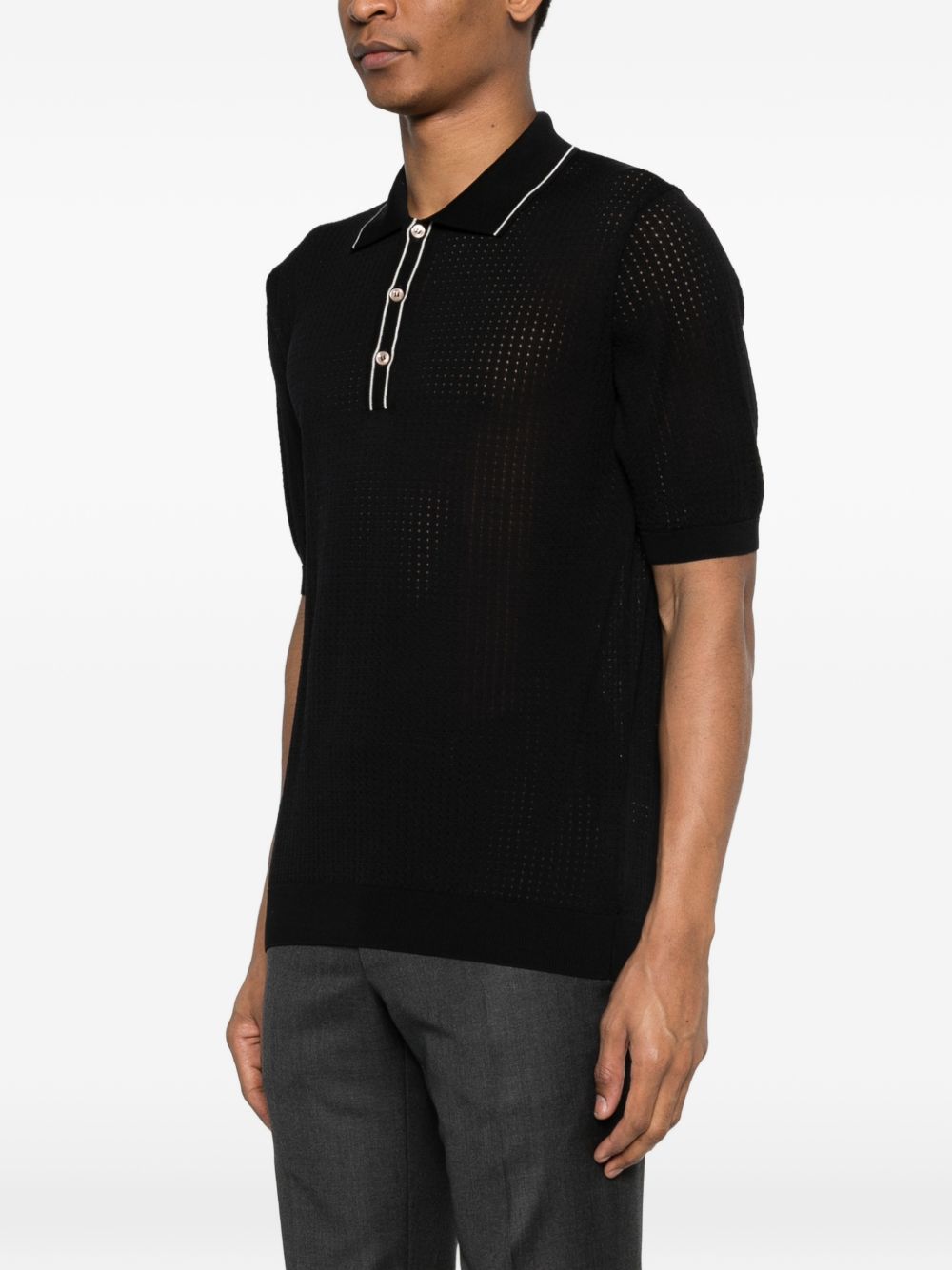 Polo in cotone con ricami traforati HILLPWE2609 NERO TAGLIATORE 
