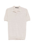 Polo in lino e cotone scollo a V