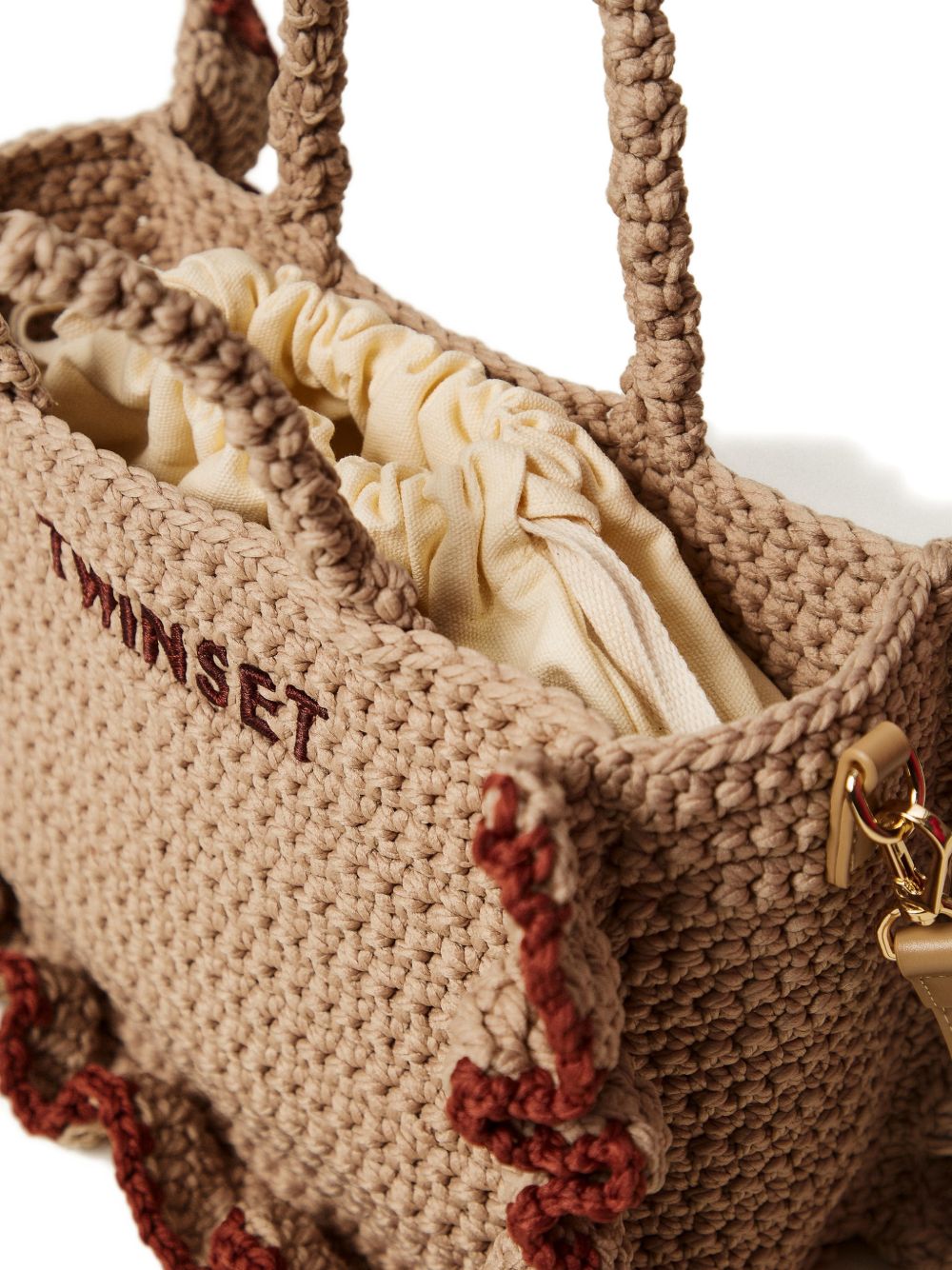 Borsa a mano in corda con rouche 261TD8291 13498 TWINSET 