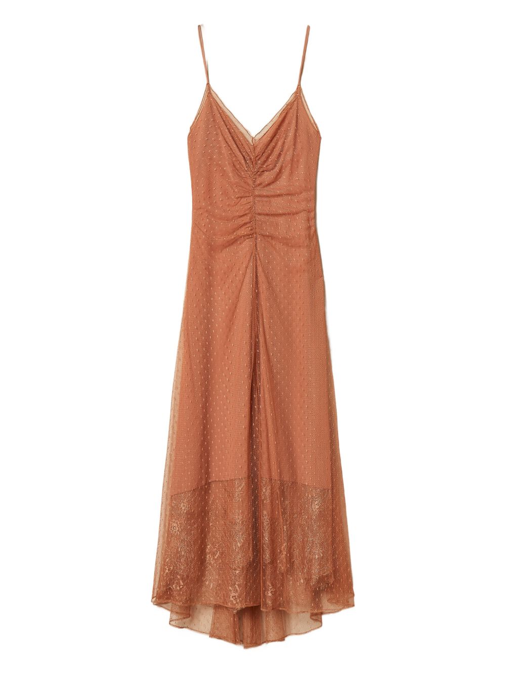Abito lungo terracotta con arricciature centrali 261TP2360 13168 TWINSET 