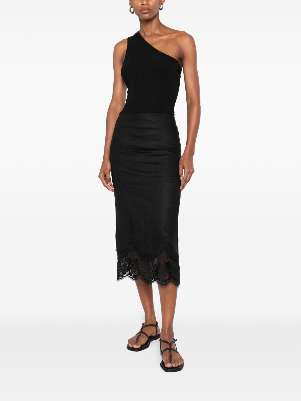 Gonna in lino con pizzo 261TT2185 00006 TWINSET 